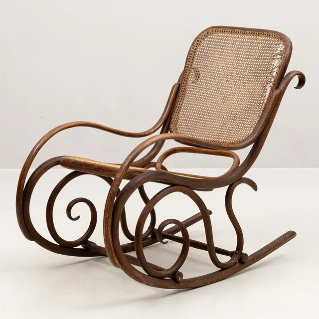GUNGSTOL, böjträ och rotting, Thonet, 1800-talets slut.