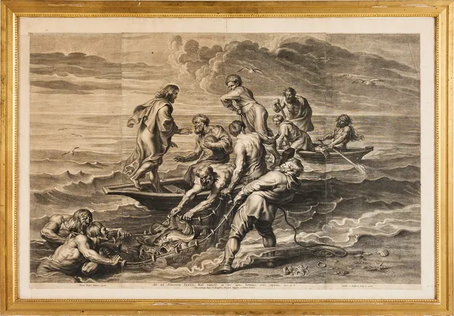 PETER PAUL RUBENS (1577-1640), Efter, 1700-tal, gravyr, The Miraculous Draught of Fishes.