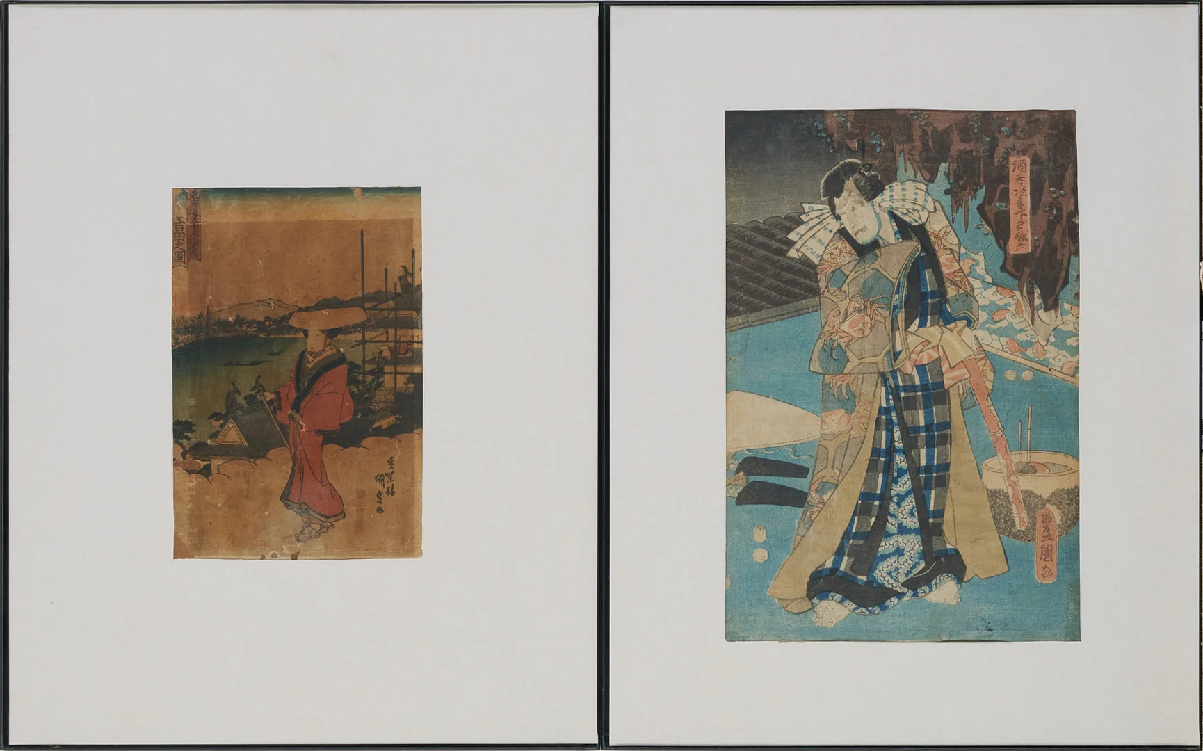 UTAGAWA KUNISADA I (TOYOKUNI III) (1786–1864). Färgträsnitt, 2 st, figurmotiv. — Engravings & Prints — Stockholms Auktionsverk Magasin 5