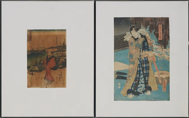 UTAGAWA KUNISADA I (TOYOKUNI III) (1786–1864). Färgträsnitt, 2 st, figurmotiv.