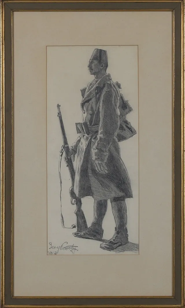 OIDENTIFIERAD KONSTNÄR. Teckning, signerad samt daterad 1917.
