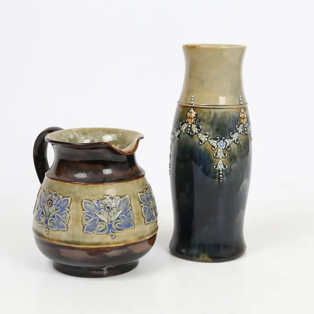 TWO PIECES OF ROYAL DOULTON AND DOULTON LAMBETH.