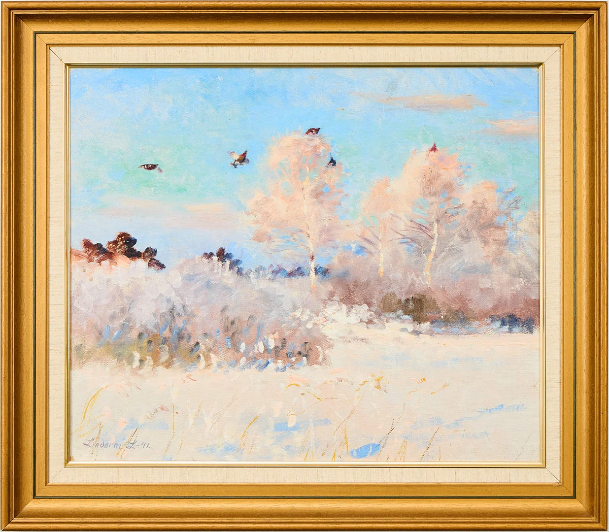 LINDORM LILJEFORS. Olja på duk upplagd på pannå. Vinterlandskap. — Paintings — Uppsala Auktionskammare