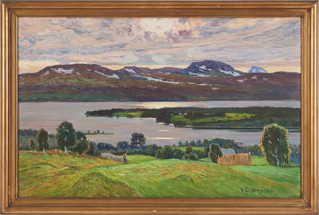 ANTON GENBERG. "Motiv från Våladalen", olja på duk, signerad, daterad 1925.