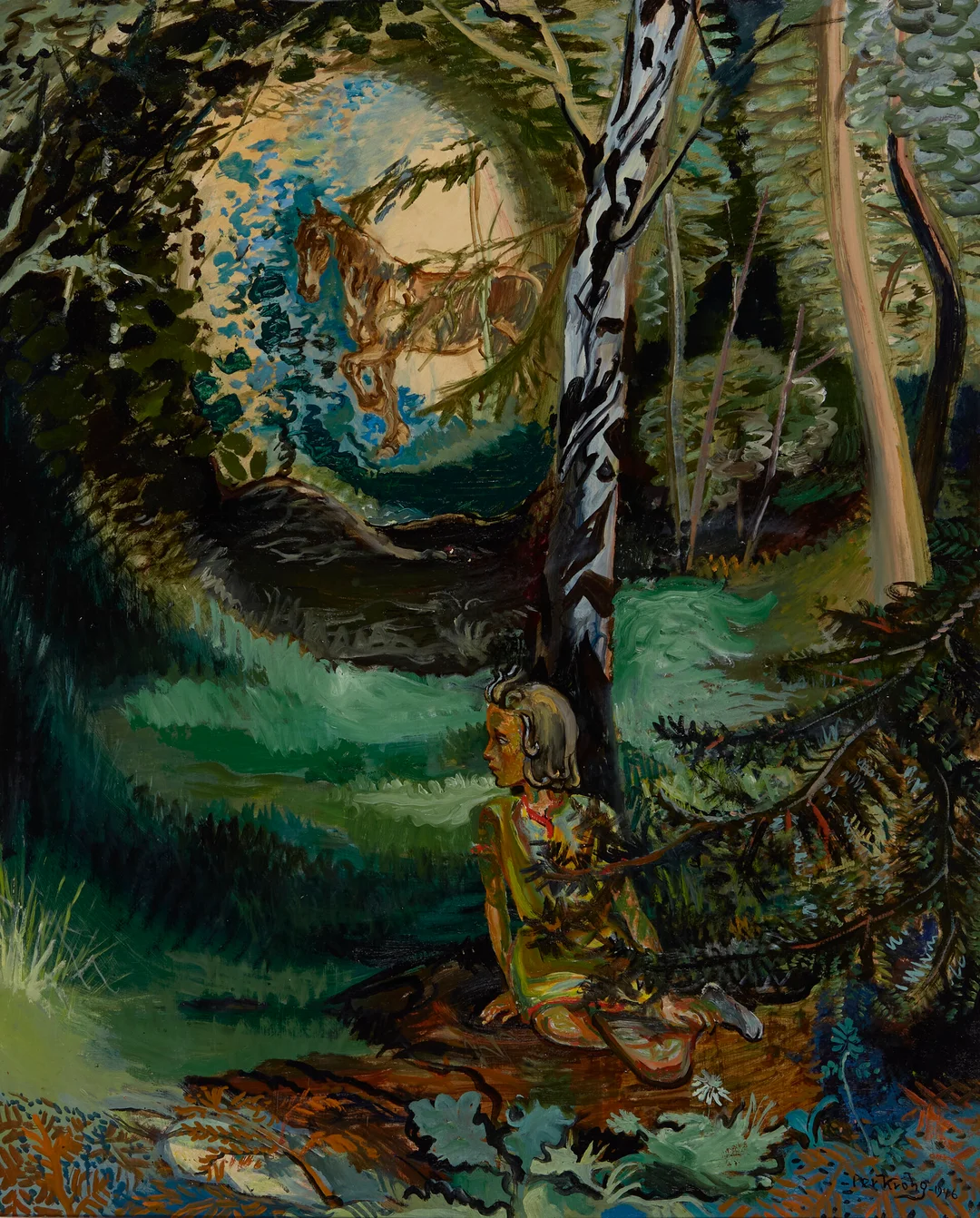 Krohg, Per — Pike i skogen — Kunst/Maleri — Blomqvist