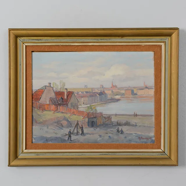 GUNNAR BERGQVIST. Stockholm, olja på pannå, signerad.