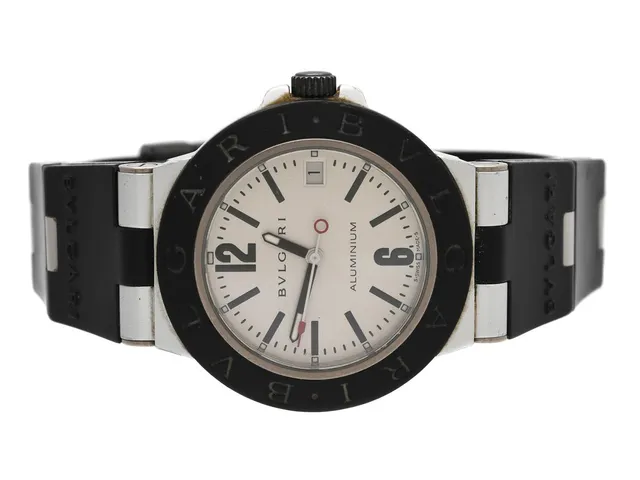 BVLGARI, Diagono Aluminium, Cal 220 TEEG, Verk nr. 410651, Serie nr. L 70950, Ref nr. AL 38 TA, herrur, 38 mm, aluminium/gummi, automatisk, safirglas, datum, integrerat gummiband, originalspänne i aluminium, cert, juli 2007, box, ytterkartong.