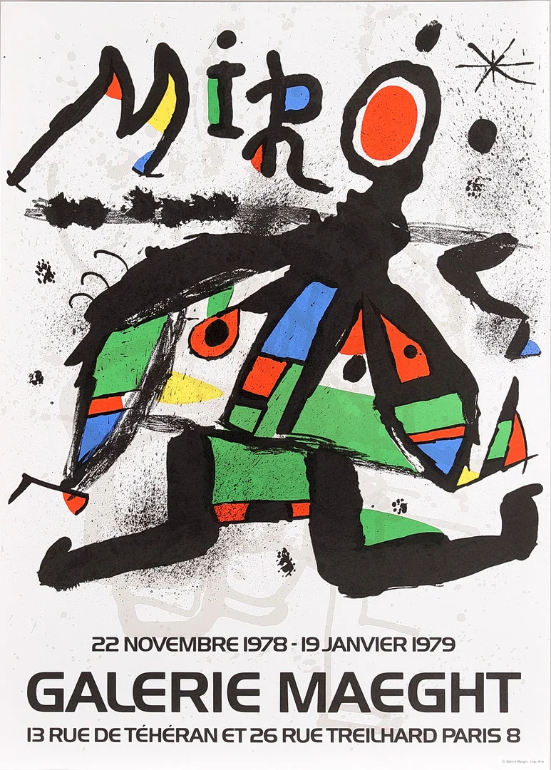 JOAN MIRÓ. färglitografiska utställningsaffischer, 2 st, Galerie Maeght. — Engravings & Prints — Crafoord Auktioner Stockholm