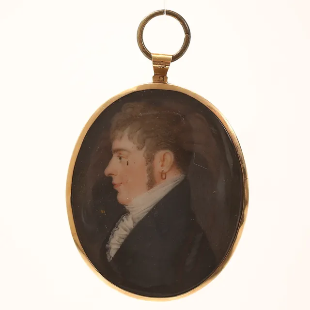 MINIATYRMÅLNING med 18 k guldram, 1800-talets första hälft.