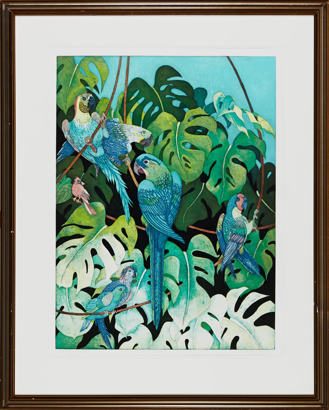 Finne, Ferdinand — "Papagøyer i jungelen" 1989 — Kunst/Grafikk — Blomqvist