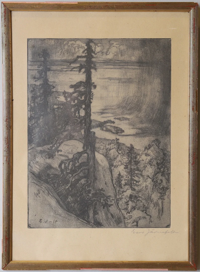 EERO JÄRNEFELT. etsning, signerad. — Engravings & Prints — Gomér & Andersson Nyköping
