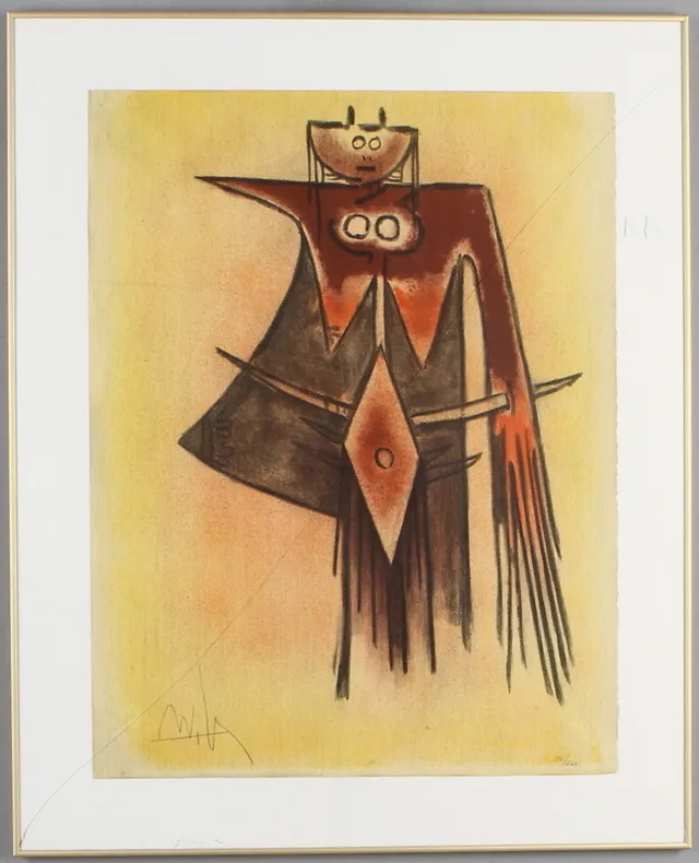 WILFREDO LAM. Figurkomposition, färglitografi, signerad samt numrerad 196/262.