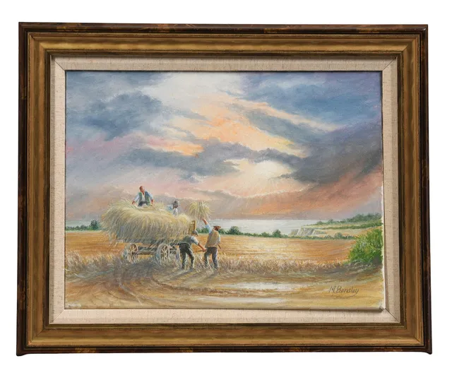 MICK BENSLEY (BRITISH, 1944-2023) HAYMAKING.