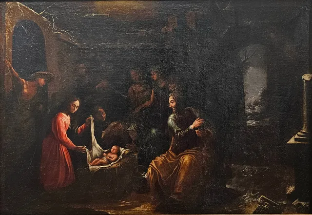 ESCUELA SEVILLANA SIGLO XVIII. Natividad, óleo sobre lienzo.