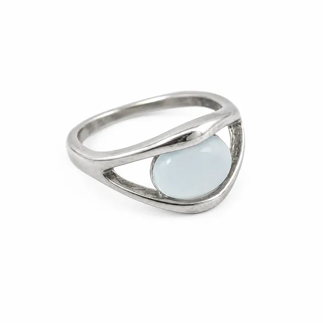 METALLRING MIT OPAL.