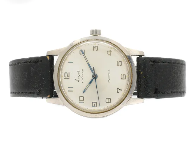EIGER, Superior, Boett nr. 6254, herrur, 34,5 mm, stål, manuell, plexiglas, skadad urtavla, läderband, ca 1960.