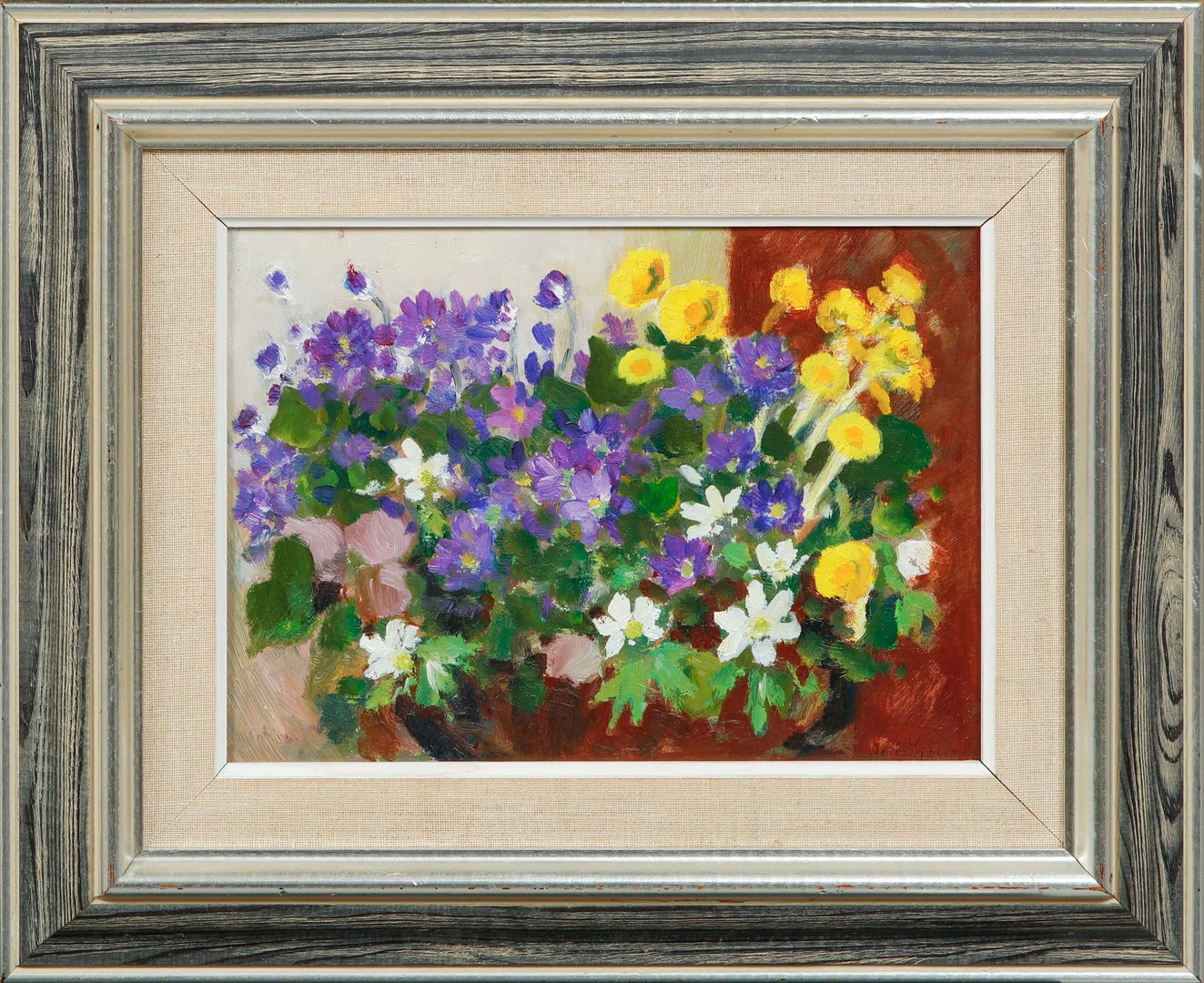 WILHELM SJÖHOLM. Blomsterstilleben, olja på pannå, signerad. — Paintings — Göteborgs Auktionsverk