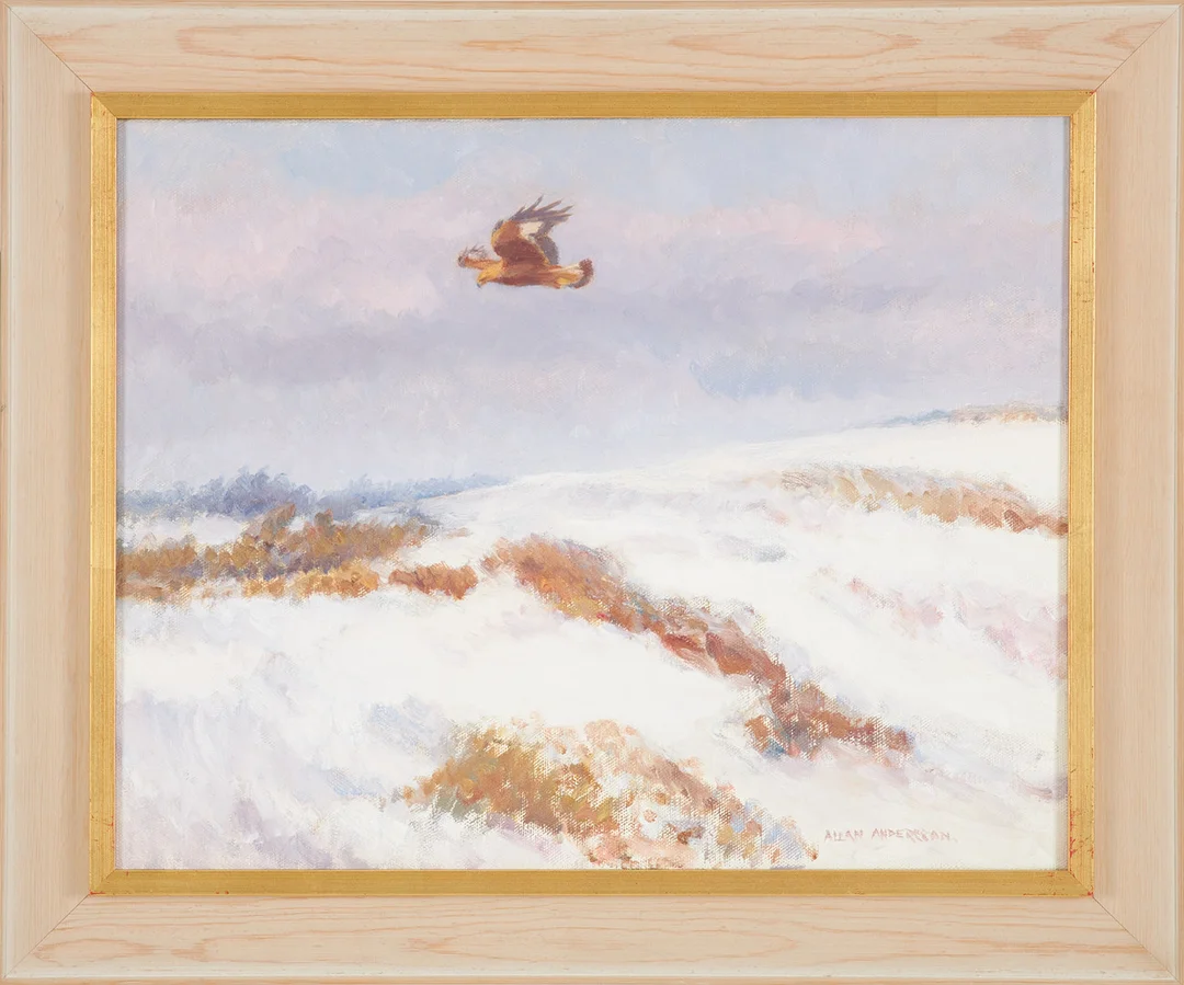 ALLAN ANDERSSON. Vinterlandskap med örn, olja på duk, signerad. — Paintings — Stockholms Auktionsverk Sickla