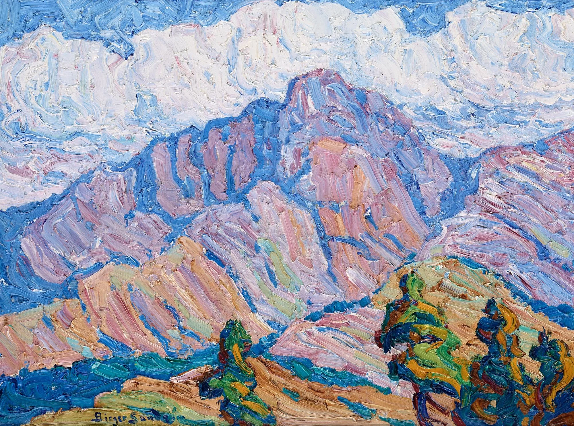 Birger Sandzén, "In the Heart of the Rockies - Long Peak, Rocky Mountain National Park". — Bukowskis