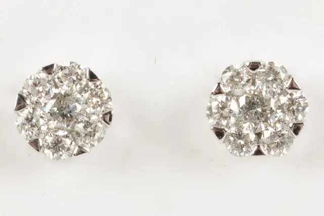 Par roset brillant ørestikker af 10 kt hvidguld 0.50 ct (2)