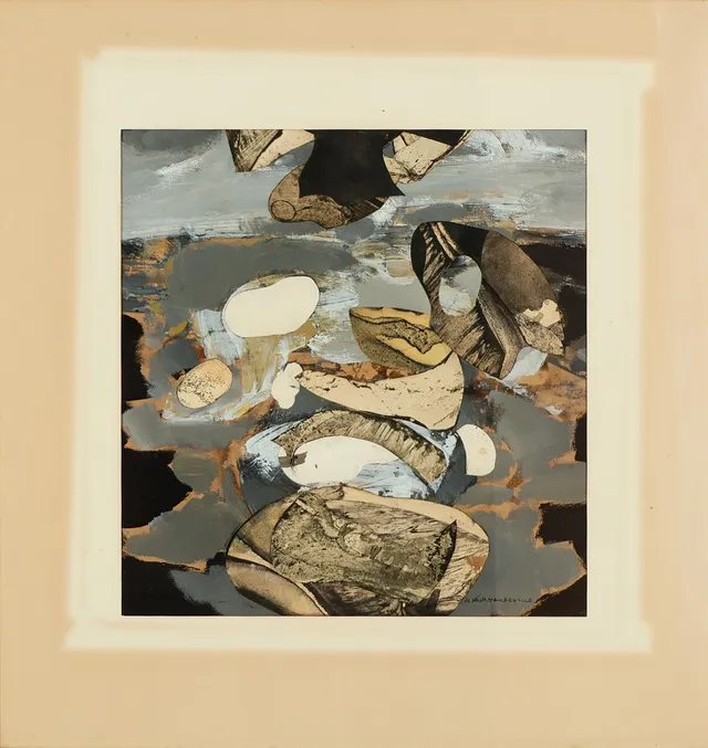 BERNARD MANDEVILLE (1921-2000). Collage 'Les Foraim Travesté', mixed media, signeret og dateret 1976.