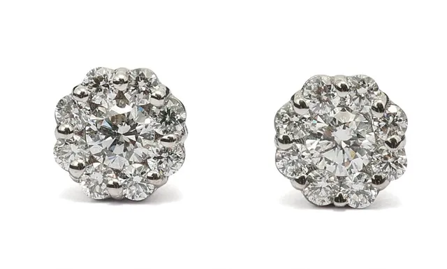 A pair of diamond ear studs set with diamonds mounted in 18k white gold. Diam. 5 mm. (2)