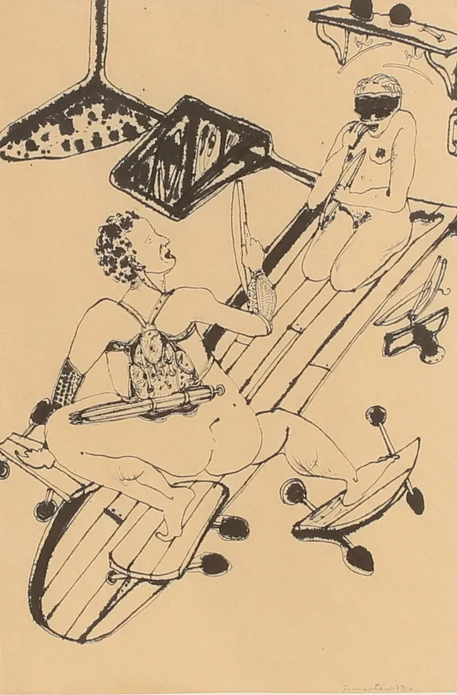 FRANCO LEIDI. Tuschteckning, "Vilja veta", signerad 1984.