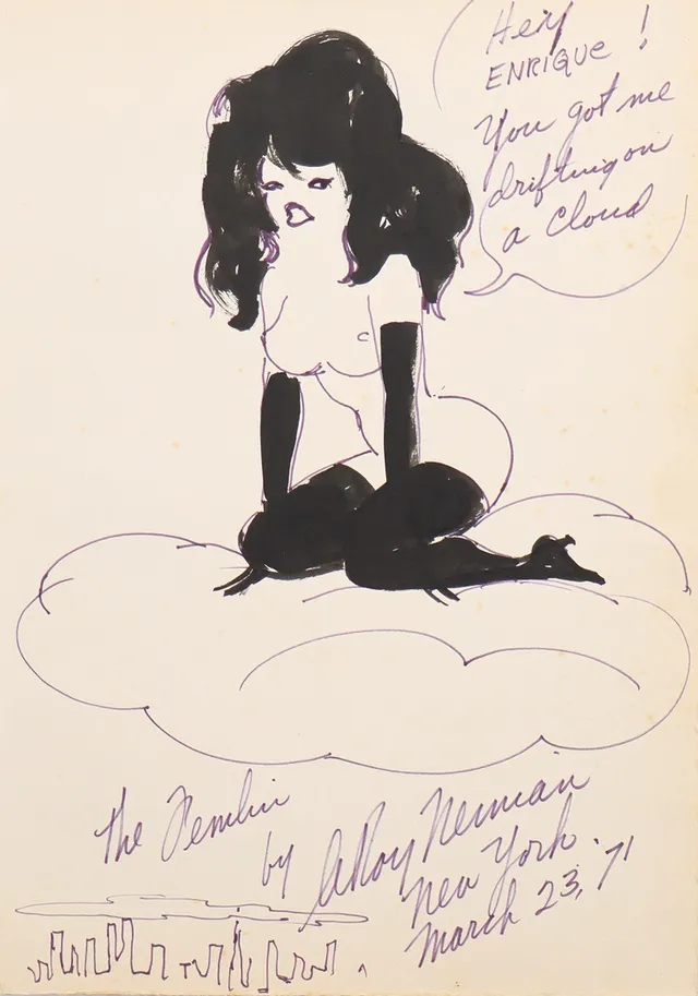 LEROY NEIMAN (1921-2012). Femlin "Hey ENRIQUE! You got me drifting on a cloud".