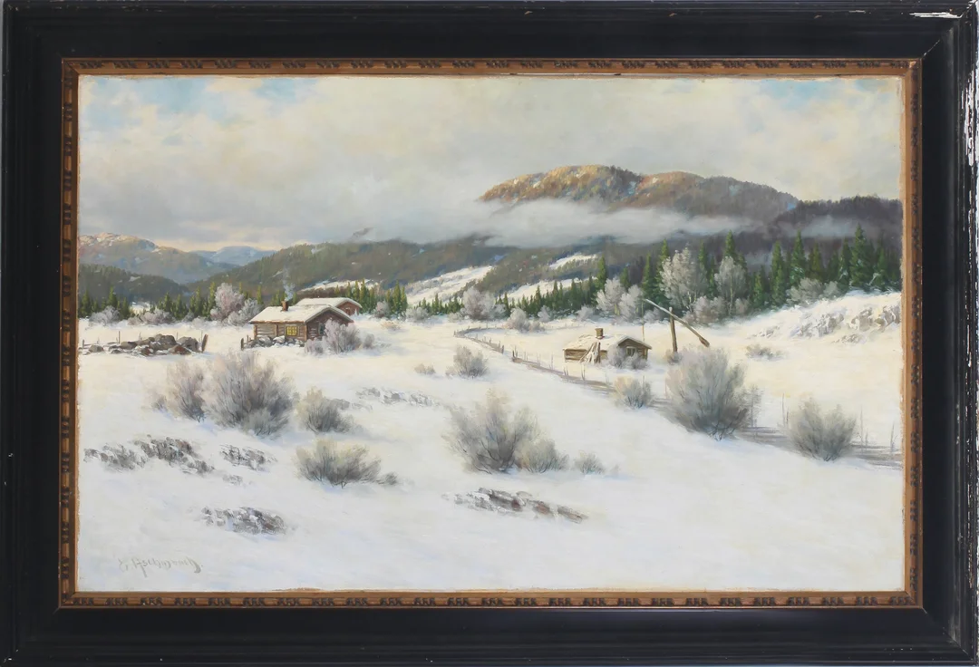 Aschenbach, Ernst — "Vinterlandskap fra Hadeland" 1922 — Kunst/Maleri — Blomqvist