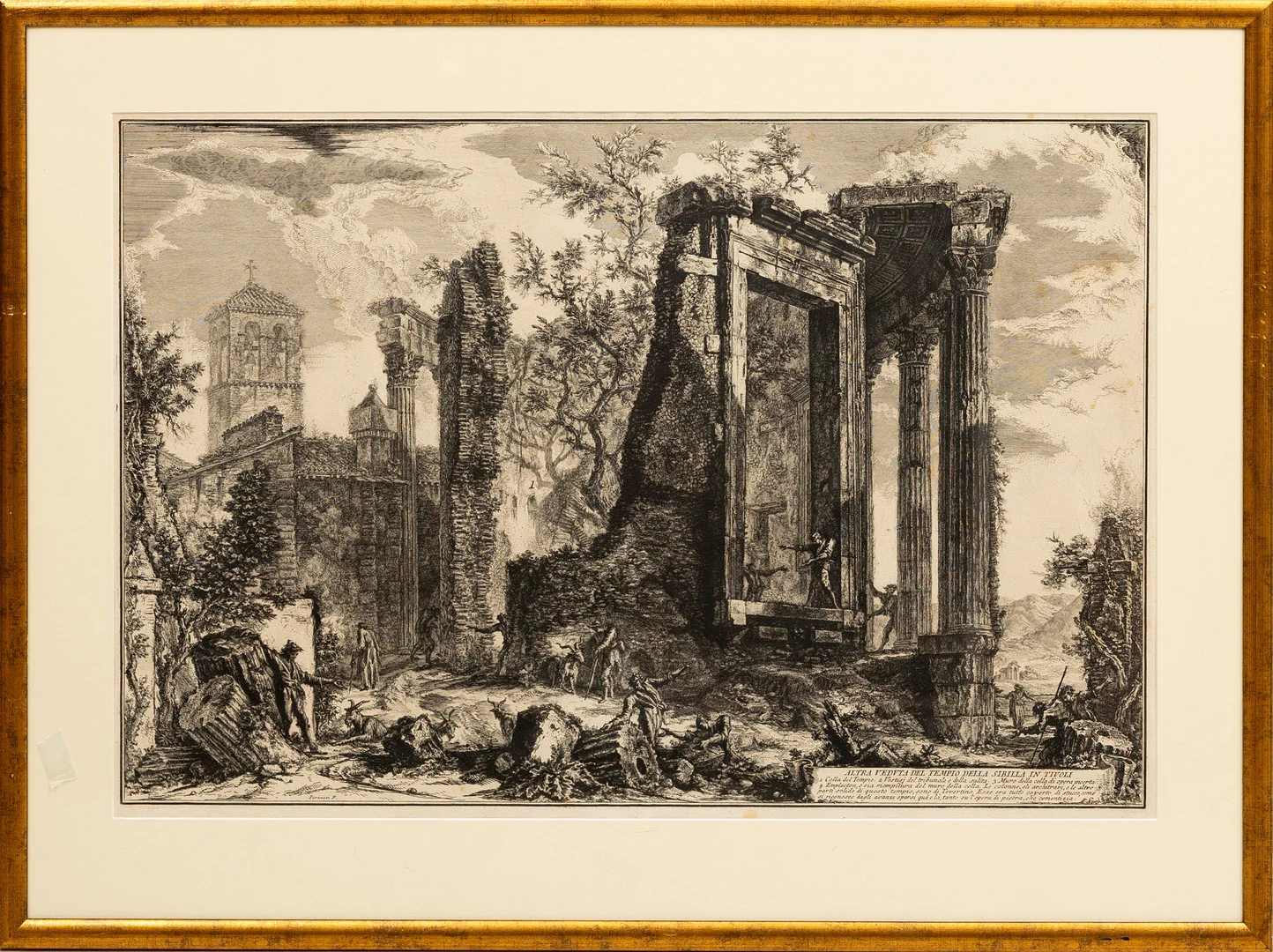 GIOVANNI BATTISTA PIRANESI , etsning "The Temple of Sibyl, Tivoli and the Broken Side of the Colonnade," (ITALIEN, 1720-1778). — Engravings & Prints — Auktionshuset Kolonn
