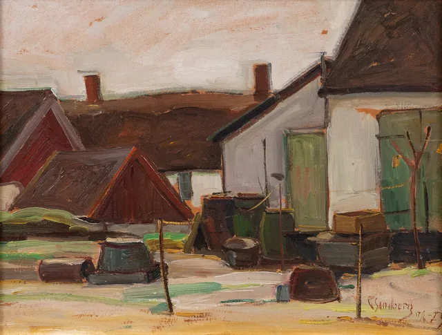 GUNNAR SANDBERG. "Motsols", olja på pannå, signerad, daterad 1923.