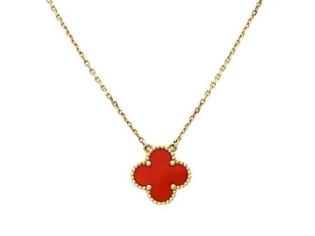 VAN CLEEF & ARPELS, collier, Alhambra, 18K guld, karneol, serienr. JD425732, längd 37-42 cm, vikt 5,2 g, certifikat, originaletui, ytterkartong, påse.