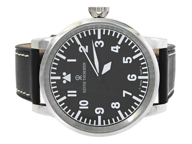 REVUE THOMMEN, Fliegeruhr, Cal ETA 2824-2, Ref nr.17010.2537, Boett nr 17010.2, herrur, 55 mm, stål, automatisk, safirglas, läderband, viklås, cert, december 2009, box, ytterkartong.