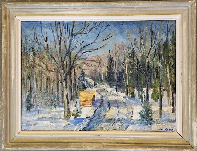 ÅKE LILJESON. Fålehagen vid Motala. Olja på duk. Signerad och daterad 1937.