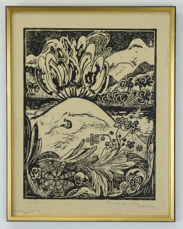 GÖSTA BOHM. Linoleum, "Stenberg" signerad, daterad nov.18 1922.