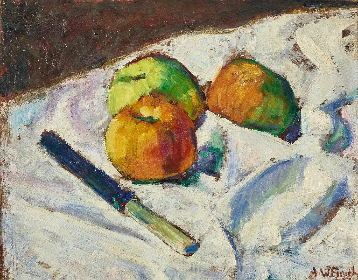 ALFRED WILLIAM FINCH. Stilleben med äpplen. — Paintings — Stockholms Auktionsverk Fine Art