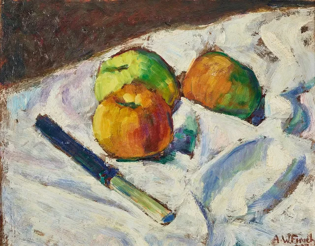ALFRED WILLIAM FINCH. Stilleben med äpplen.