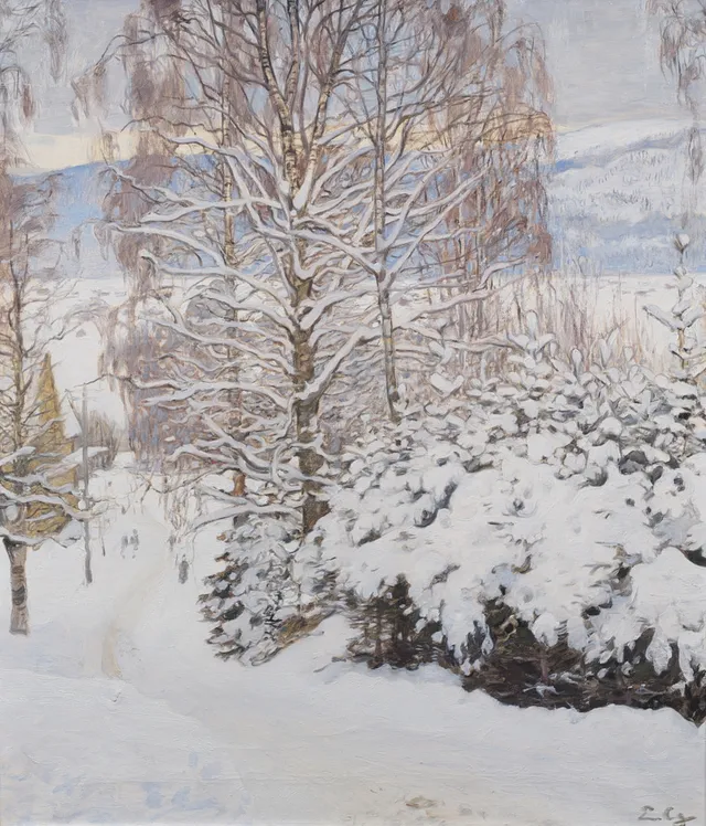 ELSA CELSING. Vinterlandskap, olja på duk, signerad.