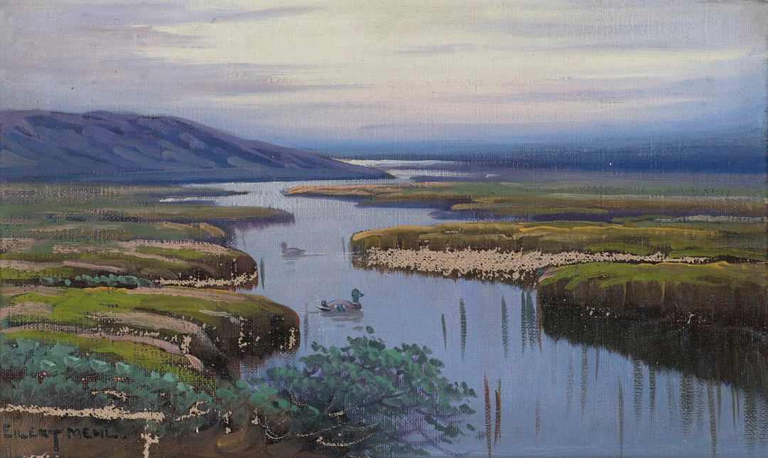 Mehl, Eilert — Landskap med ender — Kunst/Maleri — Blomqvist