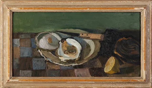 NISSE ZETTERBERG. "Ostron", olja på pannå, monogramsignerad.