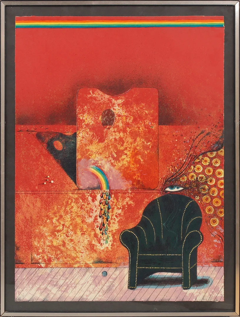 ARDY STRÜWER. Komposition, färglitografi, signerad och numrerad 78/100. Daterad 76 Paris. — Engravings & Prints — Göteborgs Auktionsverk