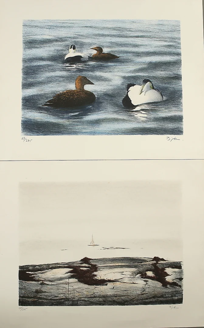 BJÖRN LINDROTH. 2 st färglitografier, signerad och numrerade 67/275 respektive 125/275. — Engravings & Prints — Auktionshuset Kolonn