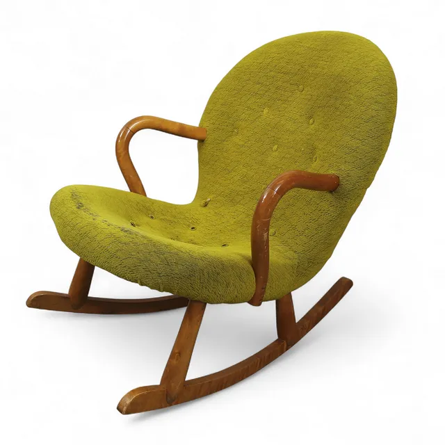 ARNOLD MADSEN. TILLSKRIVEN. Gungstol, "Muslingestolen / Clam Chair", formgiven 1953, tidigare tillskriven Philip Arctander.