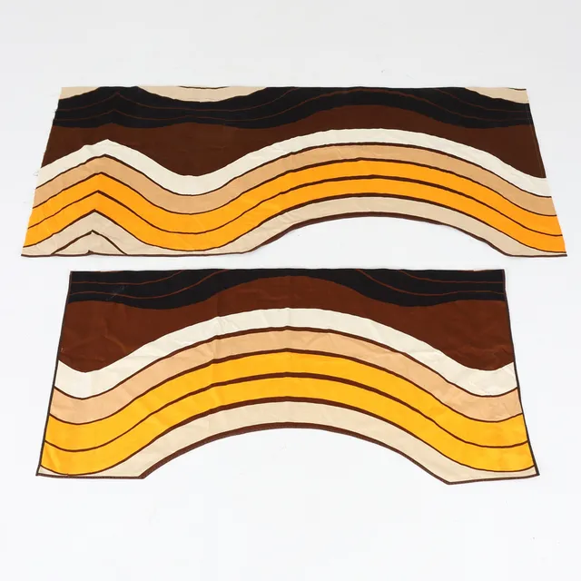 MARJATTA METSOVAARA. Gardinkappor, 2 st, "Niili", Tampella, Finland. 1970-tal.