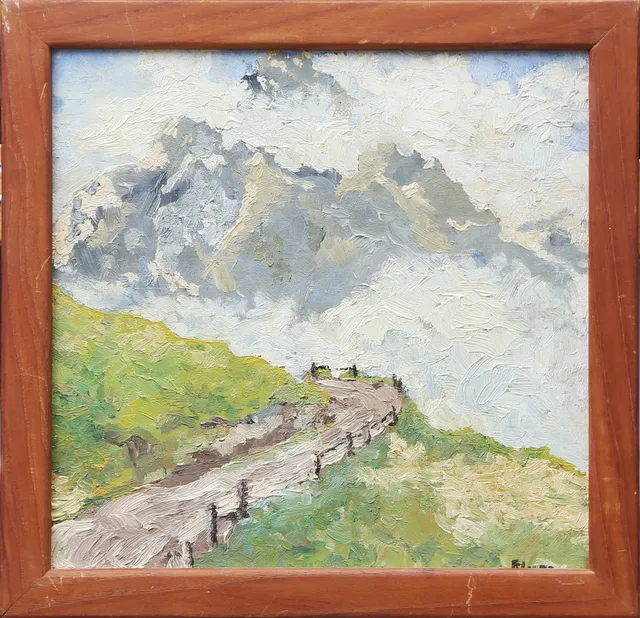 OLJA på pannå, Schweizmotiv, signerad, 1900-tal.