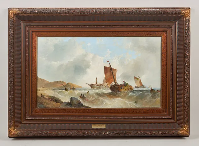 GEORGE CLARKSON STANFIELD (1828-1878). Skeppsbrott, olja på duk.
