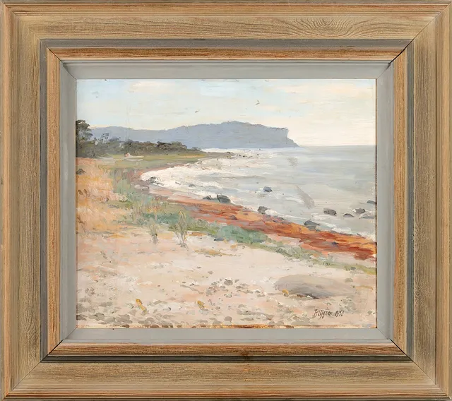 ROBERT LÖFGREN (1893-1978): ''Från Lickershamn Gotland'' signerad och daterad 1950, olja på pannå.
