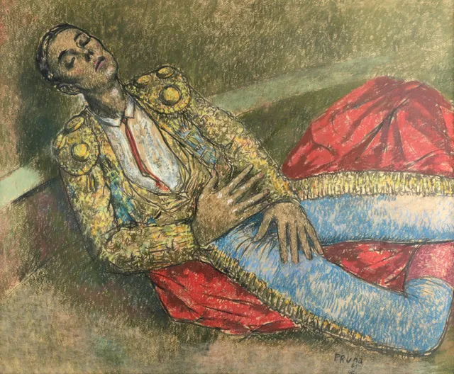 PERE PRUNA. TORERO, pastel sobre papel. Firmado Pruna 65.