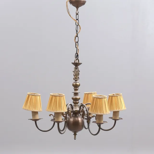 TAKLAMPA, malmkrona, 6-armad, 1900-talets första del.