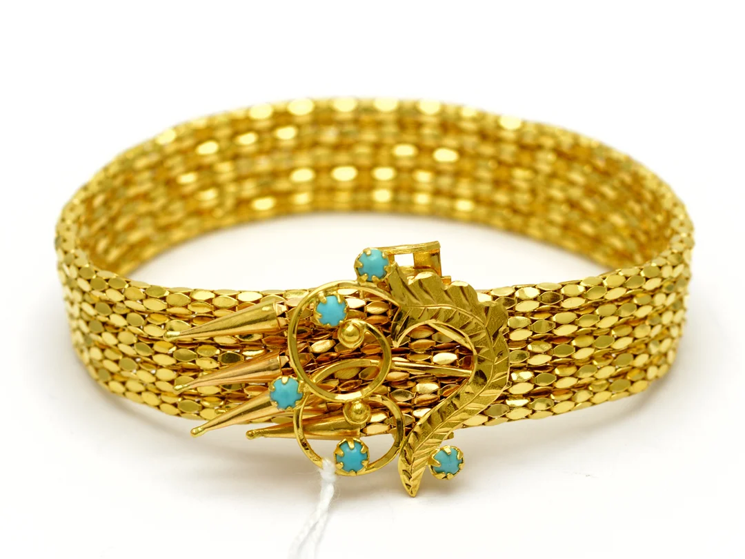 Armband 21K med turkosa stenar 18½ 19½ 20½cm 41,1g — Smycken/Armband — Kaplans